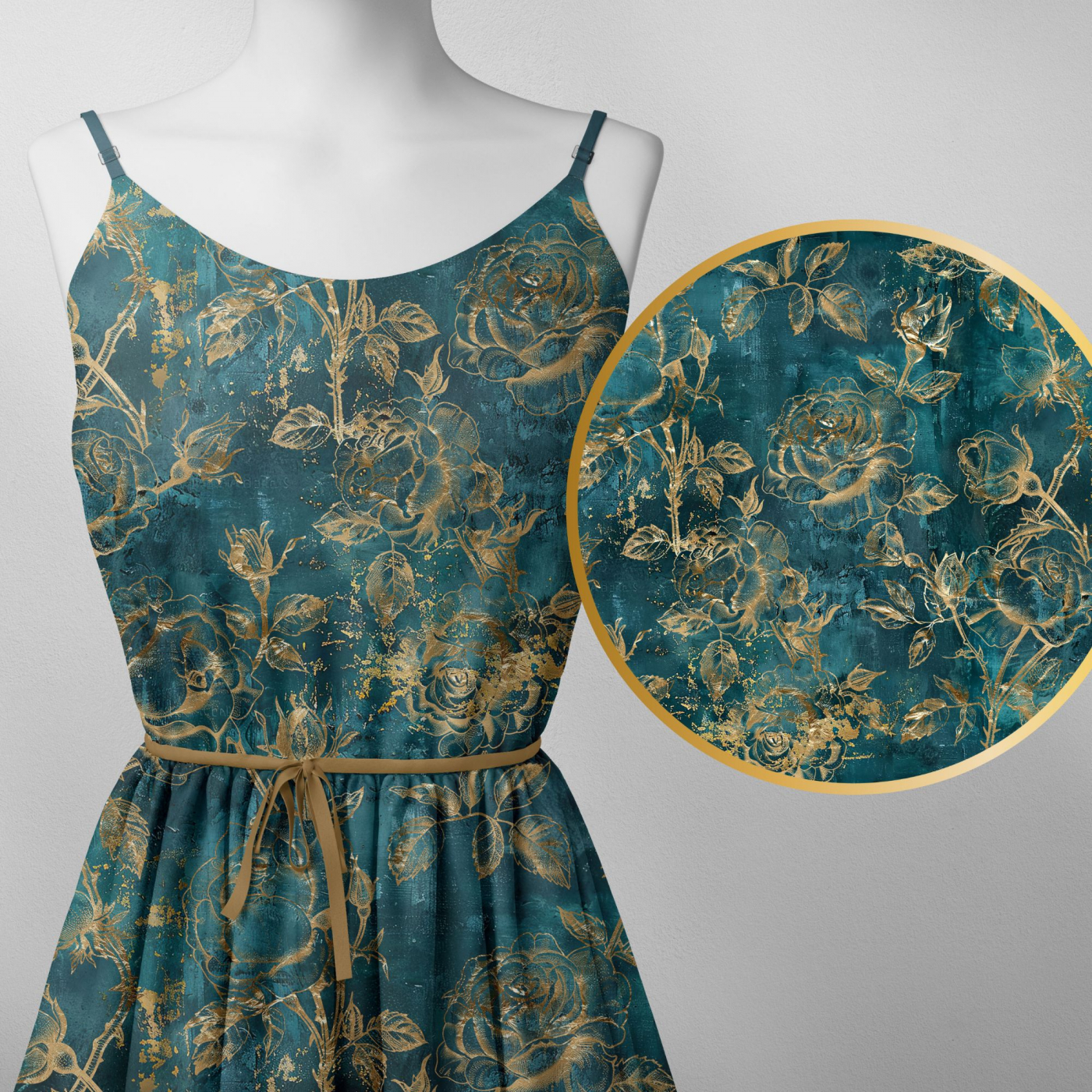 Bio Viskosejersey mit Überbreite (Stoffbreite ca. 170 cm): Eigenproduktion Roses & Teal  - von Graustufen-Stoffe